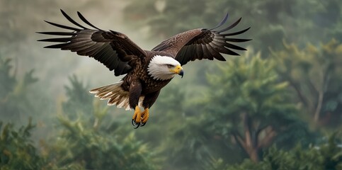 Fototapeta premium flying eagle bird in natural wildlife transparent background