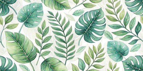 Surreal Watercolor Leaf Food Pairing Design: Repeating Pattern, Abstract Botanical Illustration