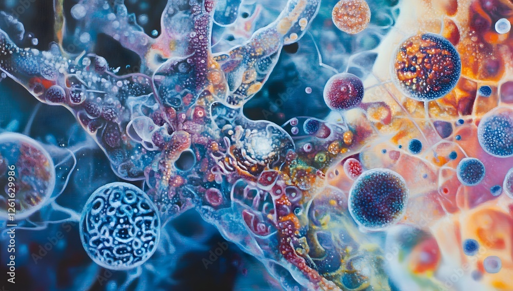 Poster abstract cells/microcosm in vibrant colors
