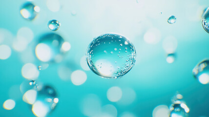 Macro shot of suspended water molecules creating serene atmosphere