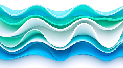 Elegant Layered Wave Pattern in Blues Greens and White for Dynamic Design Aesthetic Ninety Characters