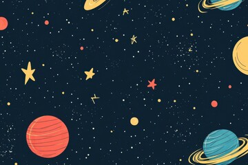 Planets and Stars Shine Brightly in the Night Sky, Cosmic Dreamscape