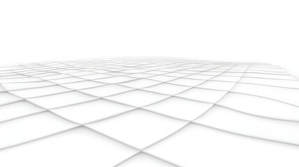Elegant White Tiled Floor with Gentle Undulations Abstract Perspective 3D Rendered Design