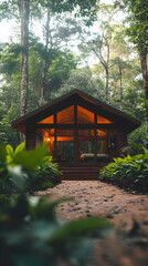 Tranquil Wooden Lodge Nestled in Breathtaking Nature, Offering a Peaceful Escape from Urban Life's Chaos