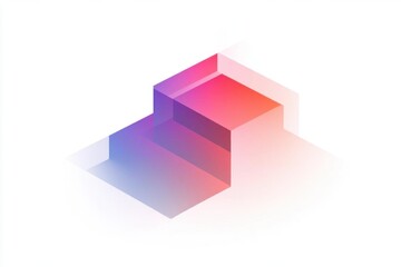 Abstract Cubes Form Staircase with Gradient Colors and Isometric Perspective Design.