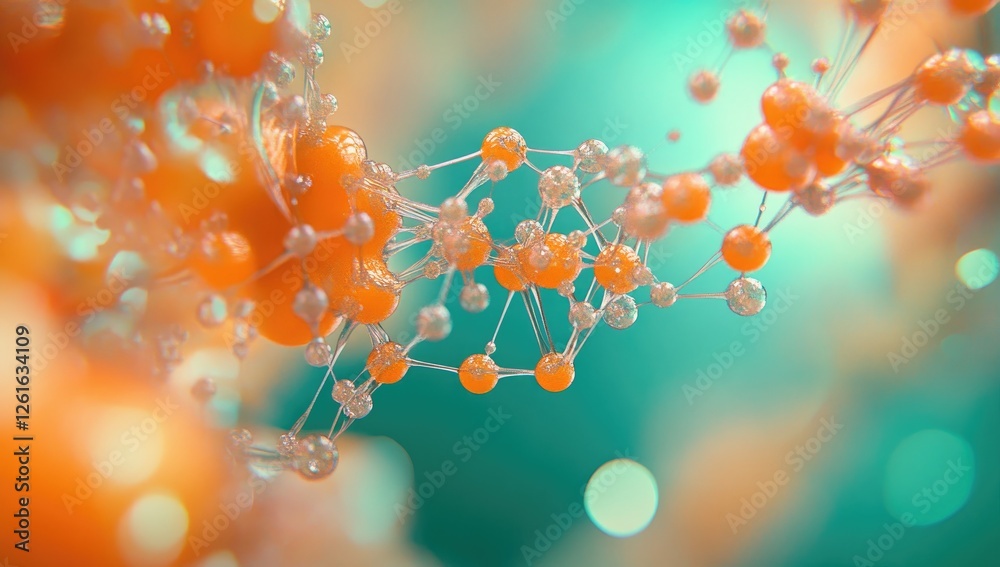 Poster abstract molecular structure in teal background