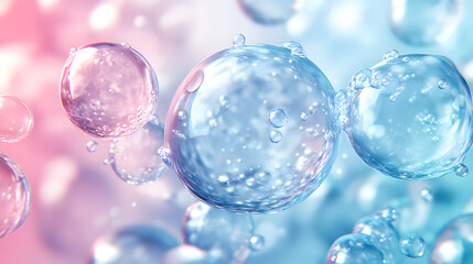 Abstract Background of Pink and Blue Bubbles in Water