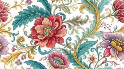 Whimsical Baroque Floral Surreal Backdrop: AI Generated Fantasy Art