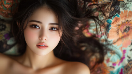 Fototapeta premium 美しさ, 顔, モデル, 笑う, ファッション, 人々, 髪の毛, 笑みを浮かべている, 人, ブルネット, シティ, アウトドア, 通り, ライフスタイル, 淑女, 1, 頭, ハピネス, 化粧,女, 美しさ, 髪の毛, モデル, ファッション, 顔, うっとりさせる魅力, 化粧, 人, ドレス, ブルネット, 肌, 唇, 化粧, 淑女, 目, 暗い, 黒, ふしだらな, スタジオ, 好色