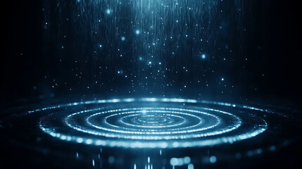 Fototapeta premium Ethereal Digital Vortex Beneath Cascading Luminescent Particle Streams Data Visualization