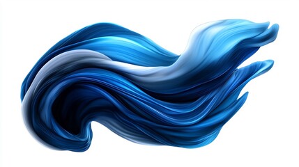 Abstract Blue Wave Form With Dynamic Motion And Smooth Texture Isolated