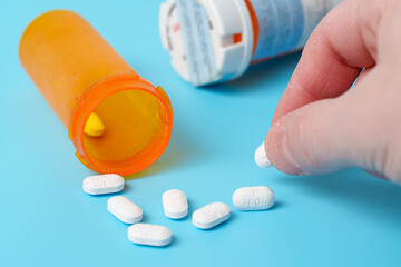 Prescription Drug Medication, Pills, Hand Holding Tablet, Healthcare, Opioid Crisis
