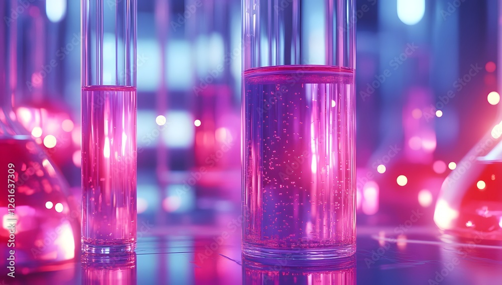 Aufkleber neon lab glassware experiment with colorful liquids
