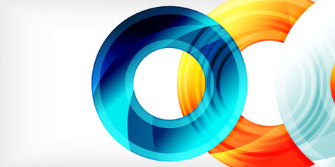 Fototapeta premium Bright colorful circles with light effects. Abstract background