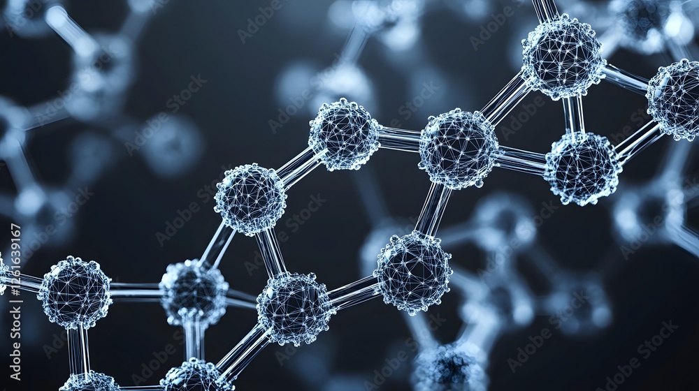 Wall mural abstract molecular structure with interconnected spheres and connecting lines