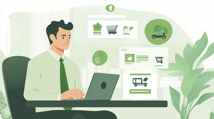 Green logistics or Sustainable transport. Business sustainable strategy for global shipment or cargo shipping. Air, sea, and land transportation with clean energy process to Net zero carbon emission