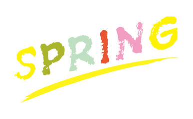 春の訪れを祝福する、SPRING（春）の文字の、シンプルなロゴマーク（ベクター素材）
