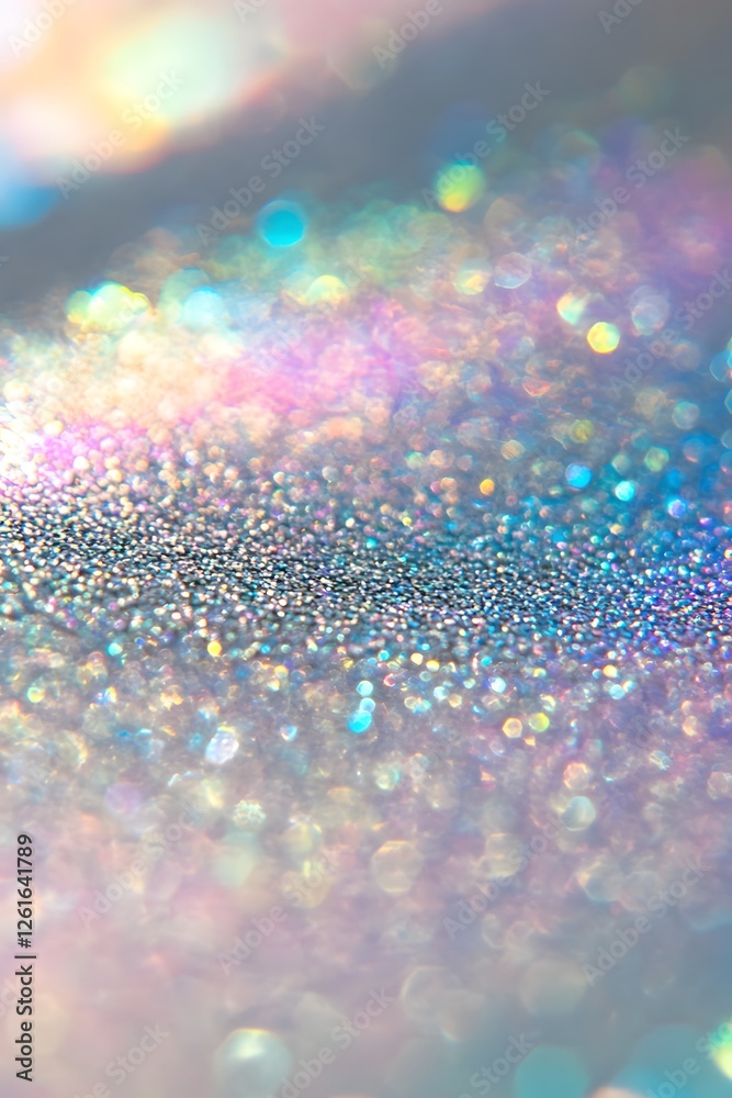 Poster colorful iridescent glitter texture close-up with soft background