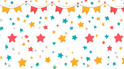 Fototapeta premium Festive Celebration with Stars and Bunting Banner Design for Party Decoration Background