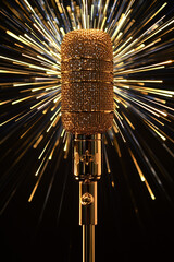 Golden microphone background