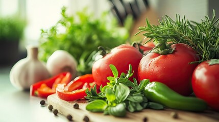 Fresh Vegetables on Chopping Board