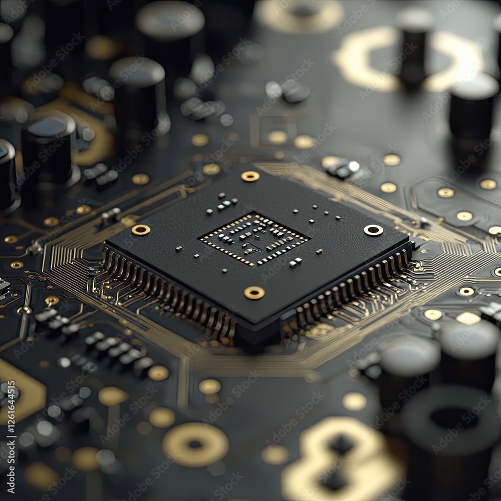 Aufkleber Close-up CPU on circuit board with intricate detail