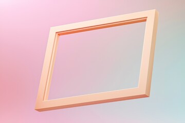 Fototapeta premium Floating on a soft pastel gradient, this realistic 3D frame features pale peach edges, rendered dynamically.