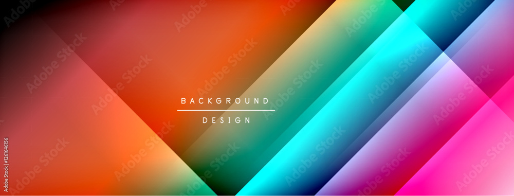 Poster Dynamic shadow lines with gradient colors geometric background