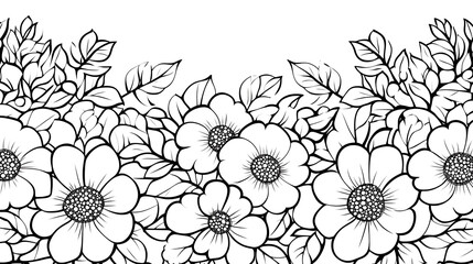 Floral Border Illustration with Flowers and Leaves for Decoration and Art Design Projects