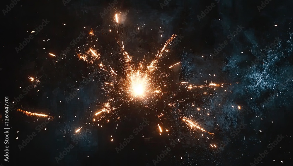 Poster exploding firework in the night sky
