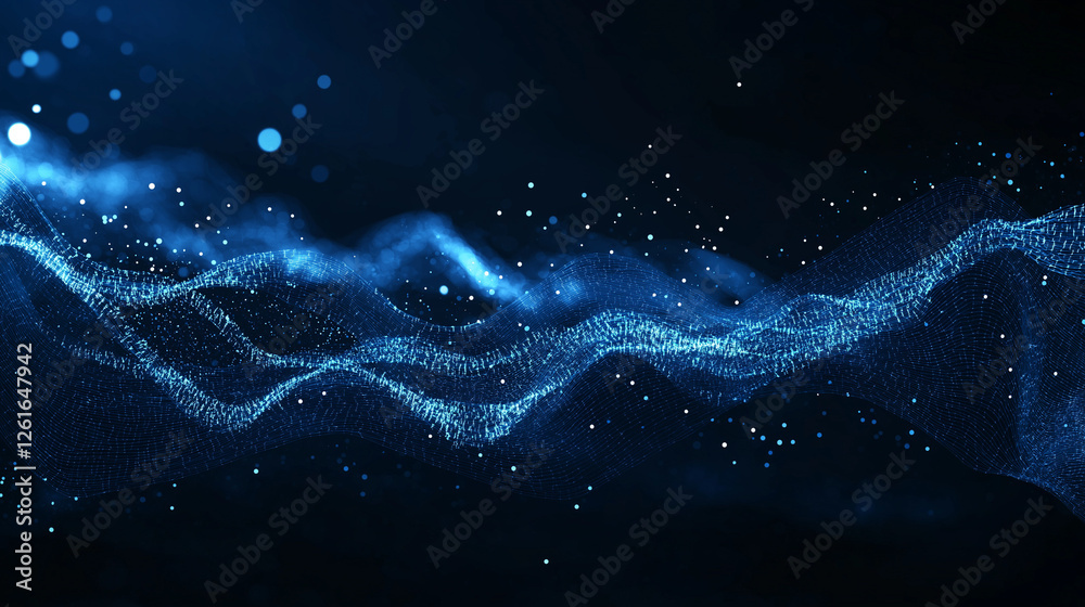 Canvas Prints abstract blue wave: a mesmerizing abstract artwork featuring a dynamic wave of shimmering blue parti