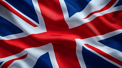 Detailed close-up of the vibrant Union Jack, symbol of Great Britain