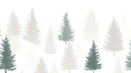 Obraz premium Forest of Evergreen Trees in Serene Watercolor Style Creating a Tranquil and Natural Landscape Look