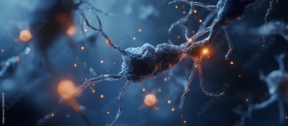 Poster nerve cell interaction, microscopic view