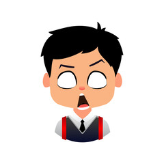 Surprised Cartoon Boy, Shocked student receiving unexpected exam score, Emoji Boys School