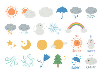 かわいい天気アイコンセット