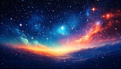 Fototapeta premium Majestic cosmic landscape with glowing nebula and twinkling stars in deep space