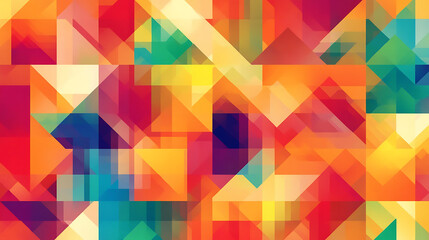 Geometric Symphony Composition with Warm Color Palette and Dynamic Triangular Shapes
