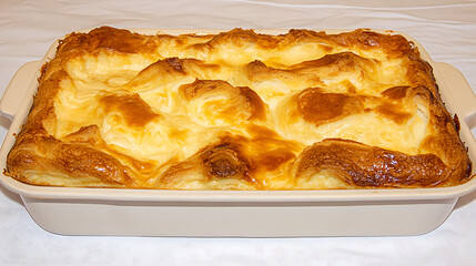 Golden Baked Puff Pastry Dessert in Beige Dish a Culinary Delight Ready to Savor and Share