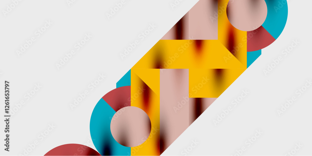 Aufkleber Modern abstract background featuring circles, lines, and triangles in a dynamic geometric composition. Perfect for stylish, tech, or creative-themed designs