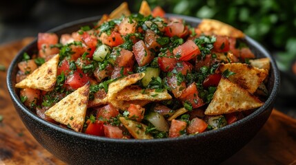 Fototapeta premium Fresh and Colorful Salsa with Crispy Tortilla Chips. Generative AI