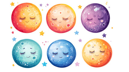 Set of smiley isolate on transparent background.