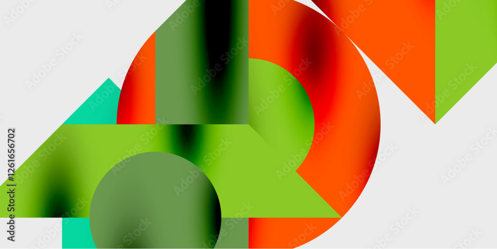 Aufkleber Modern abstract background featuring circles, lines, and triangles in a dynamic geometric composition. Perfect for stylish, tech, or creative-themed designs