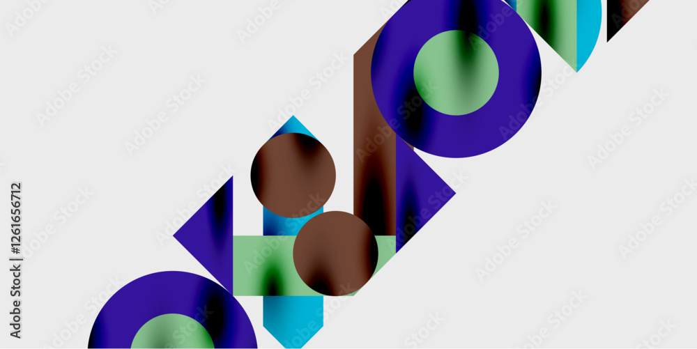 Poster Modern abstract background featuring circles, lines, and triangles in a dynamic geometric composition. Perfect for stylish, tech, or creative-themed designs