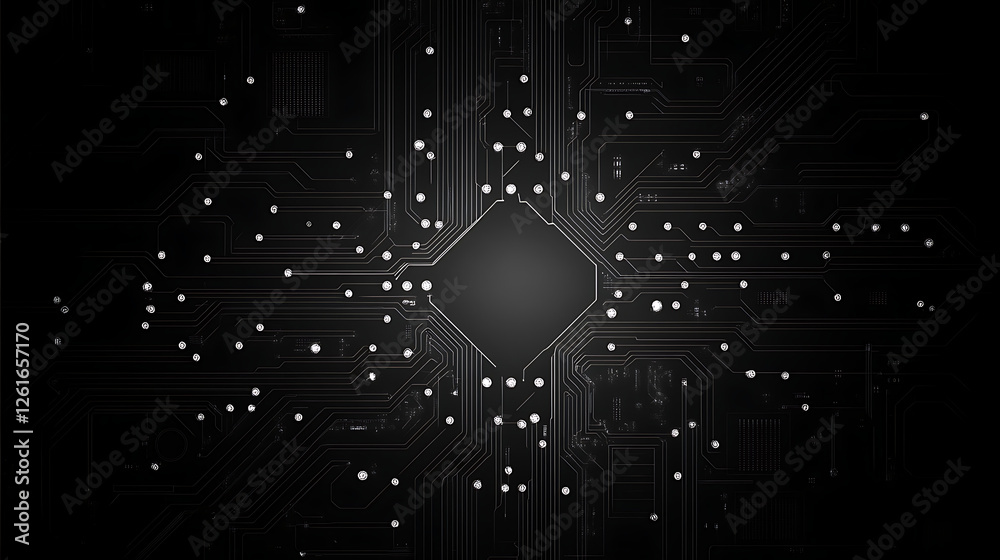 Poster integrated circuit board intricate design for high tech system and connectivity with central process