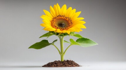 Obraz premium Vibrant Sunflower in Bloom with Fresh Green Leaves. Generative AI