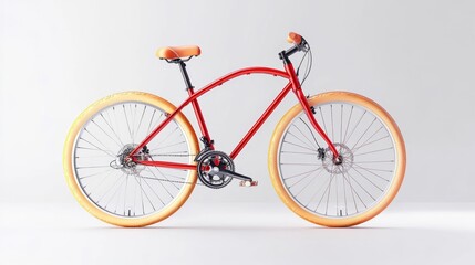 Fototapeta premium Modern Red Bicycle with Unique Gradient Tires and Minimalist Design. Generative AI