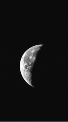 Black and White Crescent Moon in Dark Night Sky