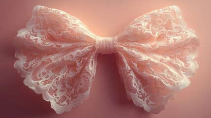 Delicate pink lace bow on a soft pastel background, perfect for fashion or decoration themes