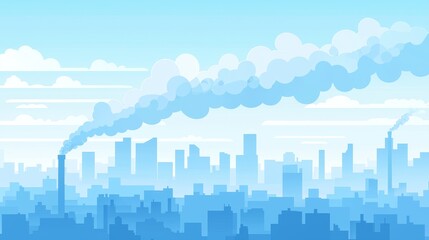 Fototapeta premium Pollution awareness event urban cityscape digital art smoky environment panoramic view environmental issues